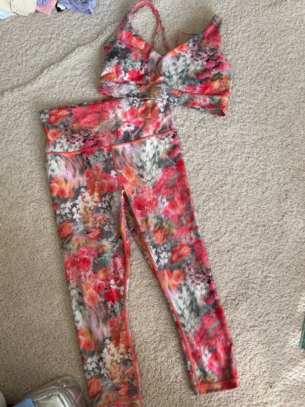 Athleta activewear lush floral set M bra S legging